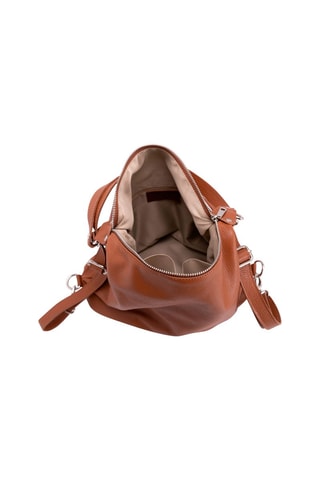 Mala de ombro em couro Ylenia Camel - Castanho