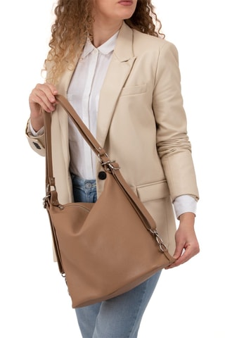 Mala de ombro em couro Ylenia Castanho - Castanho