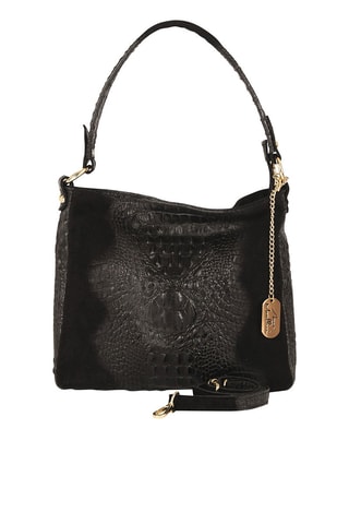 Mala de ombro em couro Linda Preto e dourado - Dourado e preto