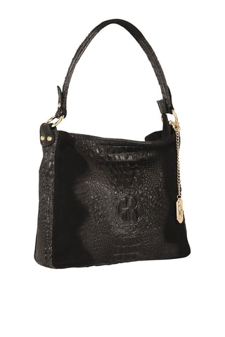 Mala de ombro em couro Linda Preto e dourado - Dourado e preto