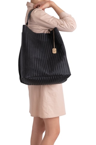 Bolso de piel Sebastiana - Negro y dorado