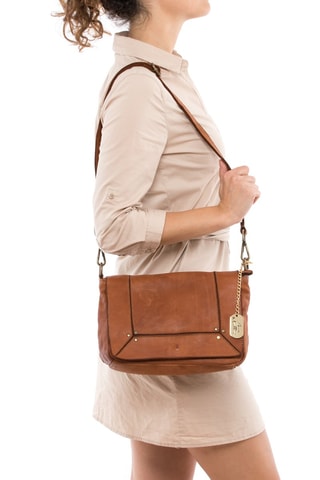 Bandolera de piel Leandra - Marrón