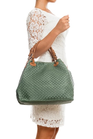 Bolso de piel Fosdinovo - Verde y marrón