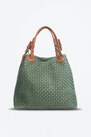 Bolso de piel Fosdinovo - Verde y marrón