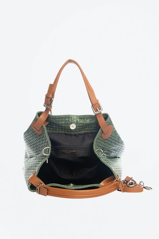 Bolso de piel Fosdinovo - Verde y marrón
