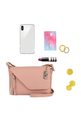 Bandolera de piel Lola - Rosa y plateado