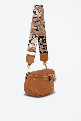 Bandolera de piel Domenica - Blanco, negro, marrón y dorado