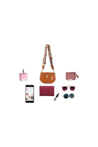 Bandolera de piel Domenica - Blanco, negro, marrón y dorado