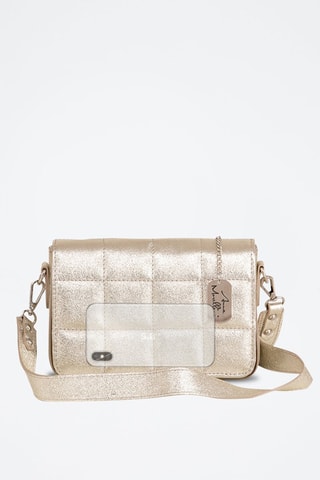 Mala a tiracolo em couro Marzia Dourado - Dourado