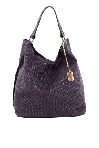 Bolso de piel Sebastiana - Negro, violeta y dorado