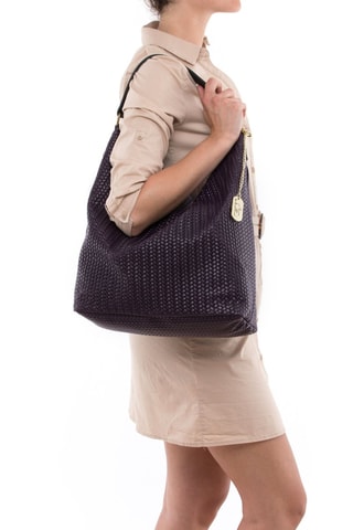 Bolso de piel Sebastiana - Negro, violeta y dorado