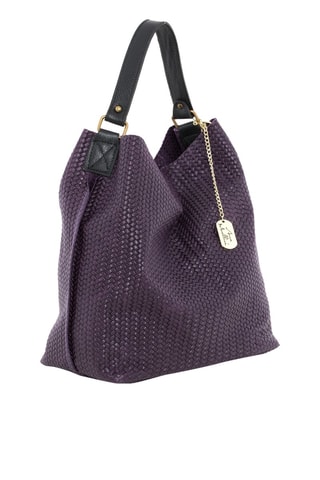 Bolso de piel Sebastiana - Negro, violeta y dorado