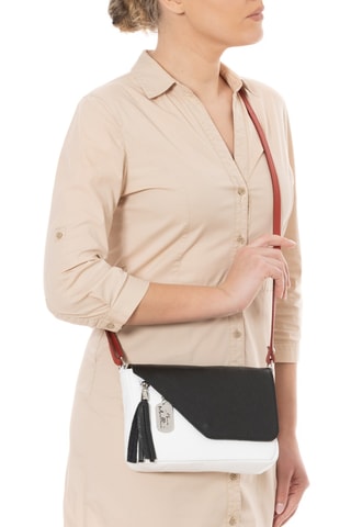 Bandolera de piel - Blanco y negro