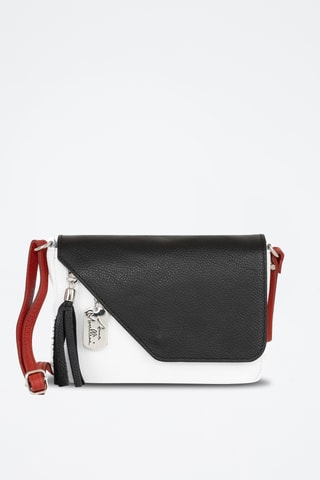 Bandolera de piel - Blanco y negro