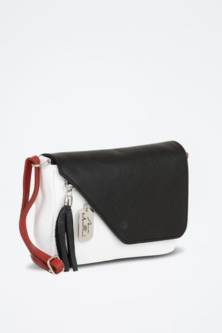 Bandolera de piel - Blanco y negro