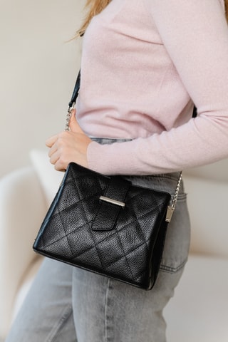 Bandolera de piel - Negro