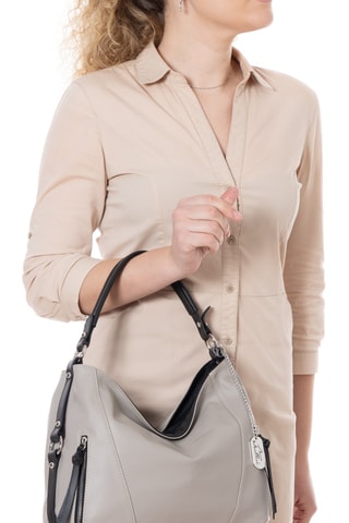 Bolso de piel - Gris y negro
