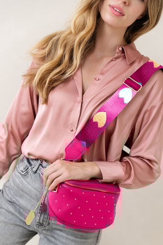 Bandolera de piel - Fucsia