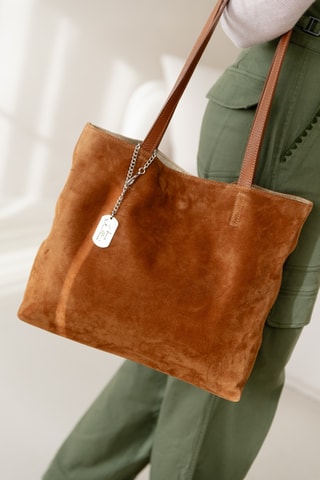 Bolso de nobuk y bolso de mano - Marrón