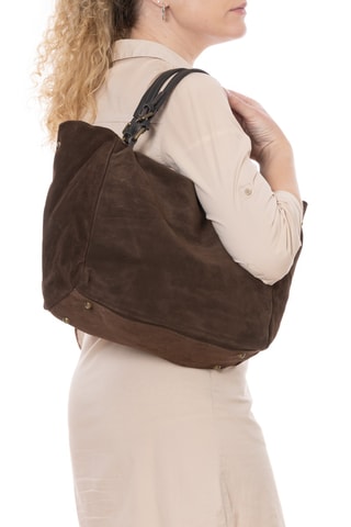 Bolso shopper de piel - Marrón oscuro