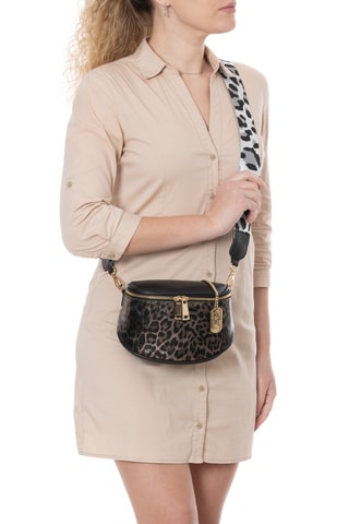 Bandolera de piel - Topo