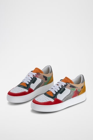 Zapatillas de piel - Blanco, rojo y naranja