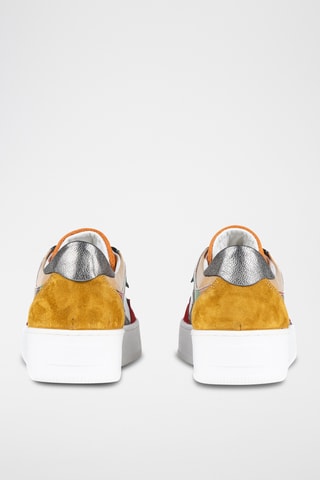 Zapatillas de piel - Blanco, rojo y naranja