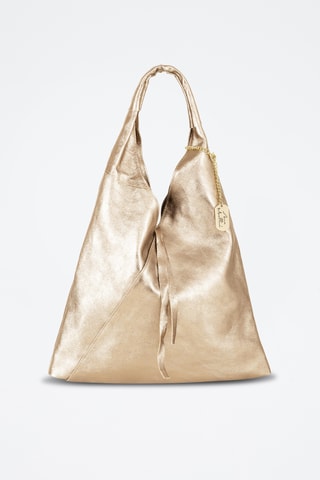 Bolso shopper y bandolera de piel - Dorado