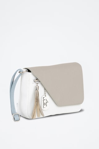 Bandolera de piel - Blanco y gris