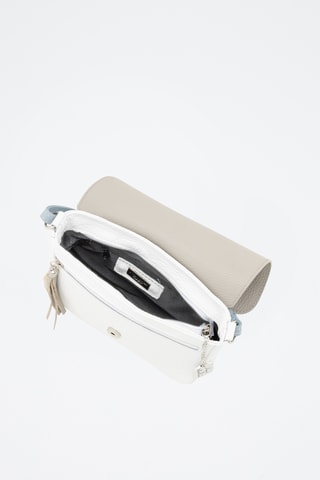 Bandolera de piel - Blanco y gris