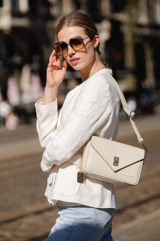 Bandolera de piel - Beige