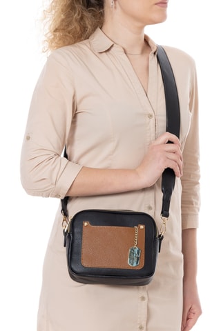 Bandolera de piel - Negro