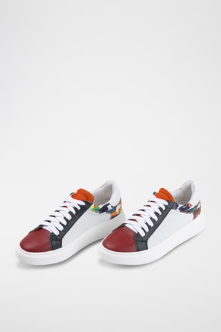 Zapatillas de piel - Rojo y blanco