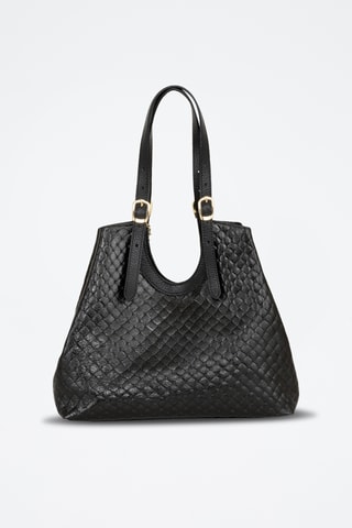 Bolso shopper de piel - Negro