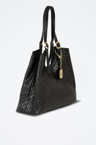 Bolso shopper de piel - Negro