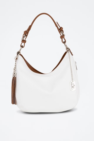 Bolso de piel - Blanco y marrón