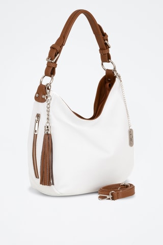 Bolso de piel - Blanco y marrón