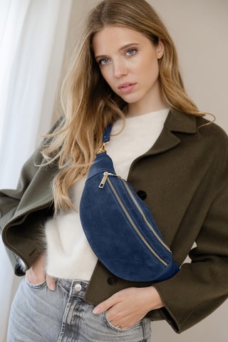 Bandolera de piel - Azul