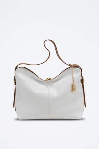 Bolso de piel - Blanco y marrón