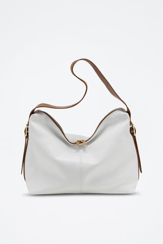 Bolso de piel - Blanco y marrón