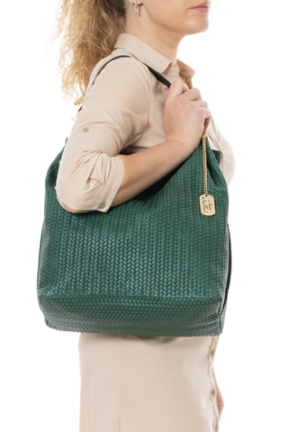 Bolso shopper de piel - Verde