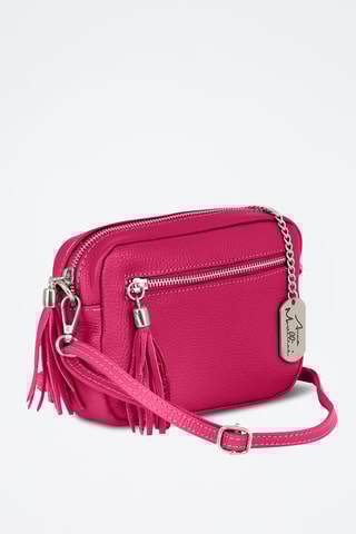 Bandolera de piel - Fucsia