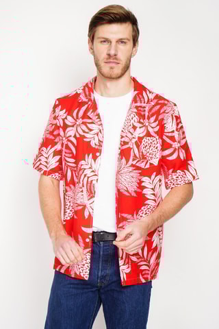 Chemise en lin - Blanc et rouge