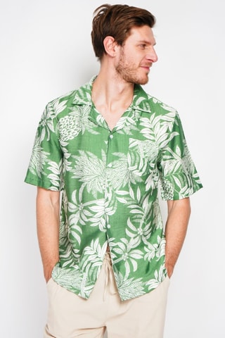 Chemise en lin - Vert et blanc