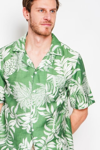 Chemise en lin - Vert et blanc