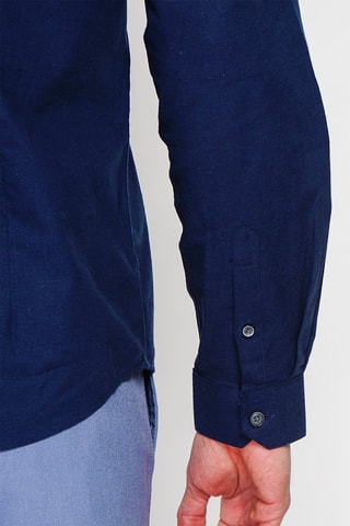 Camisa slim fit de lino - Azul