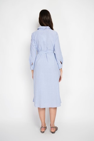 Vestido camisero de lino - Blanco