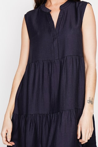 Vestido midi de lino - Azul marino