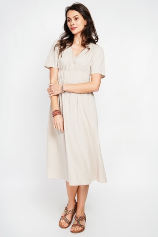 Vestido largo de lino - Beige