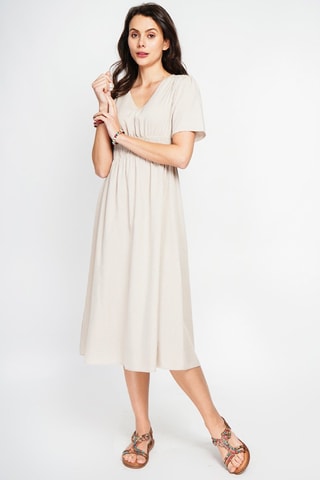 Vestido largo de lino - Beige